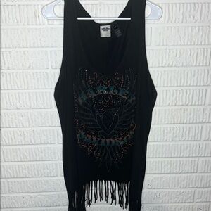 Harley Davidson Black Fringe Tank Top